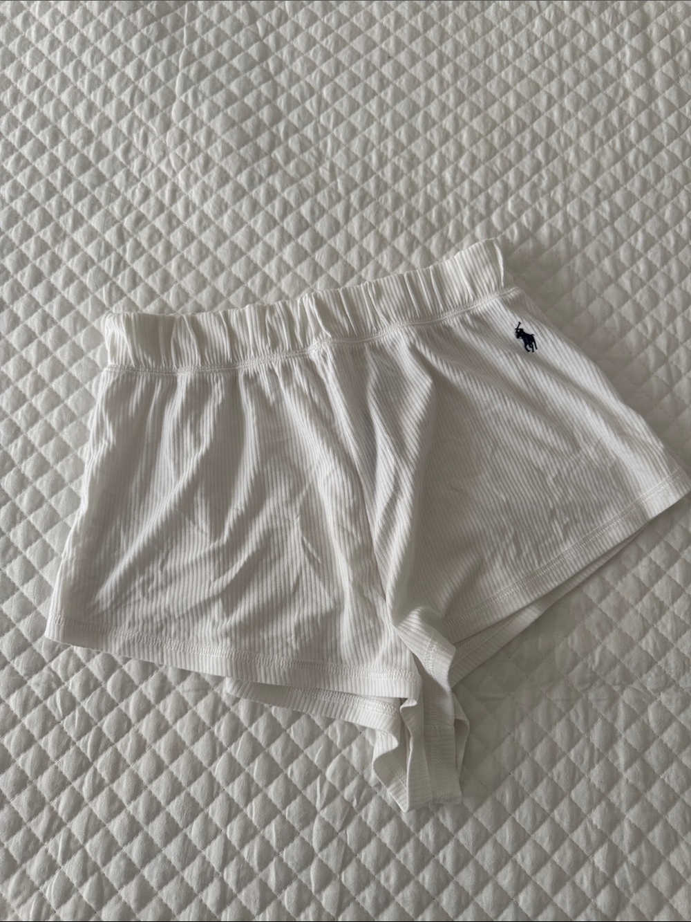 Ralph Lauren White Ribbed Cotton Shorts